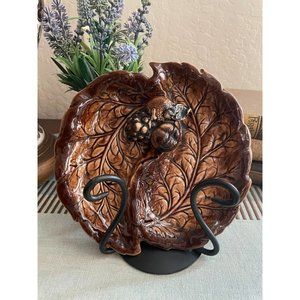 Inarco DIVIDED Tidbit Serving Plate Dish BROWN ACORNS Adorable Japan